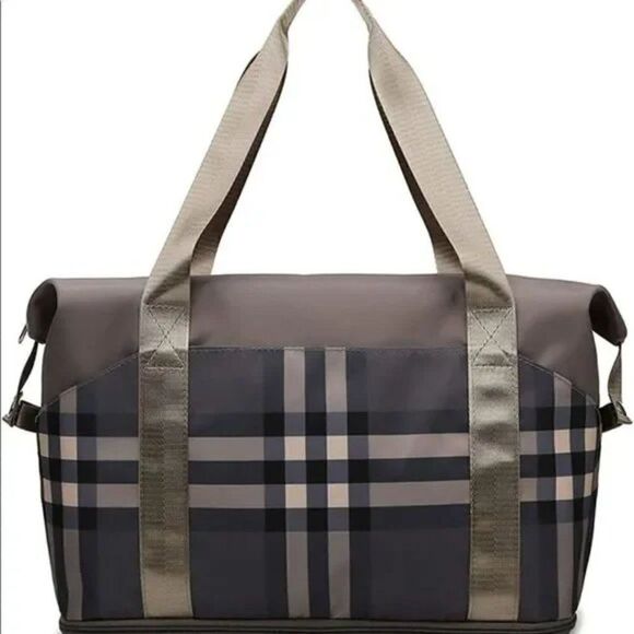 New Nova check style large school work expandable carryall neverfull travel bag - Picture 2 of 7